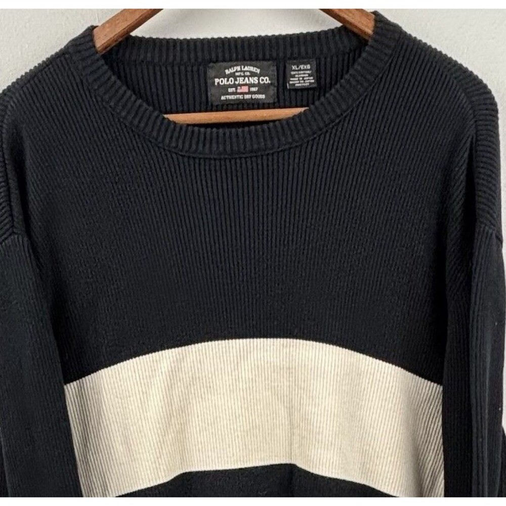 Ralph Lauren Polo Jean Co. Sweater Men’s XL Color block Black/white Cotton Japan